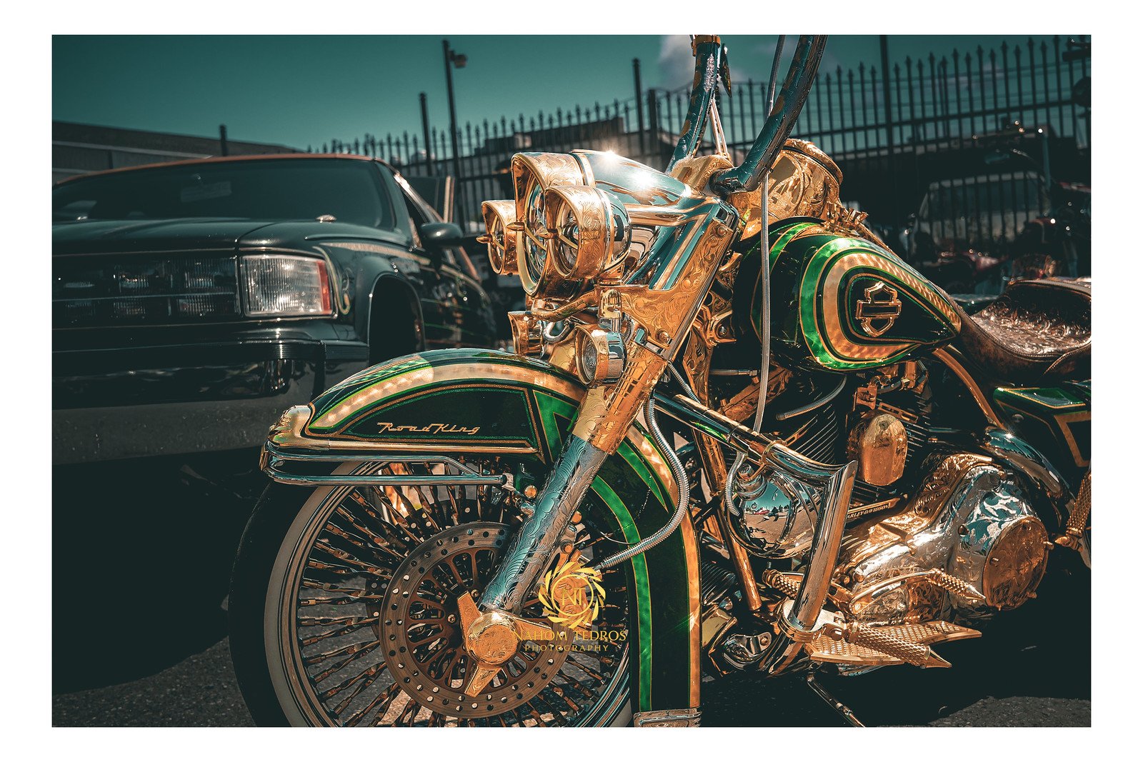 Custom gold and green Harley-Davidson Road King